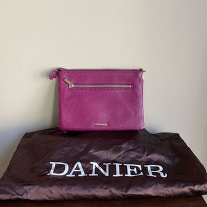 Fuchsia leather wristlet